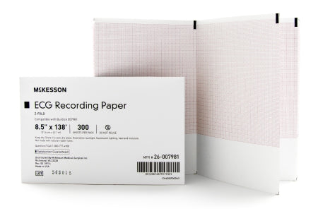 Diagnostic Recording Paper McKesson Thermal Paper 8-1/2 Inch X 138 Foot Z-Fold Red Grid