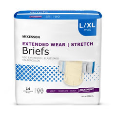 Unisex Adult Incontinence Brief McKesson Extended Wear Large / X-Large Disposable Heavy Absorbency
