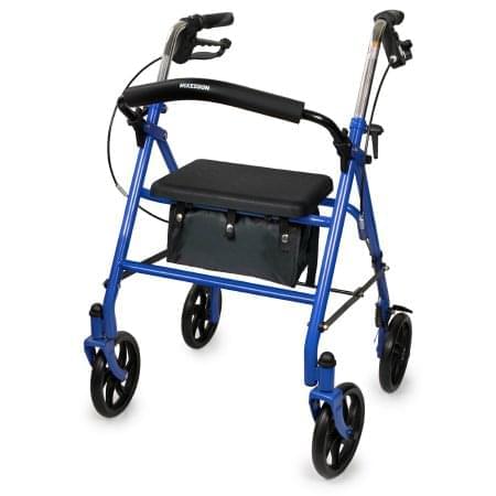 4 Wheel Rollator Blue Folding Steel Frame